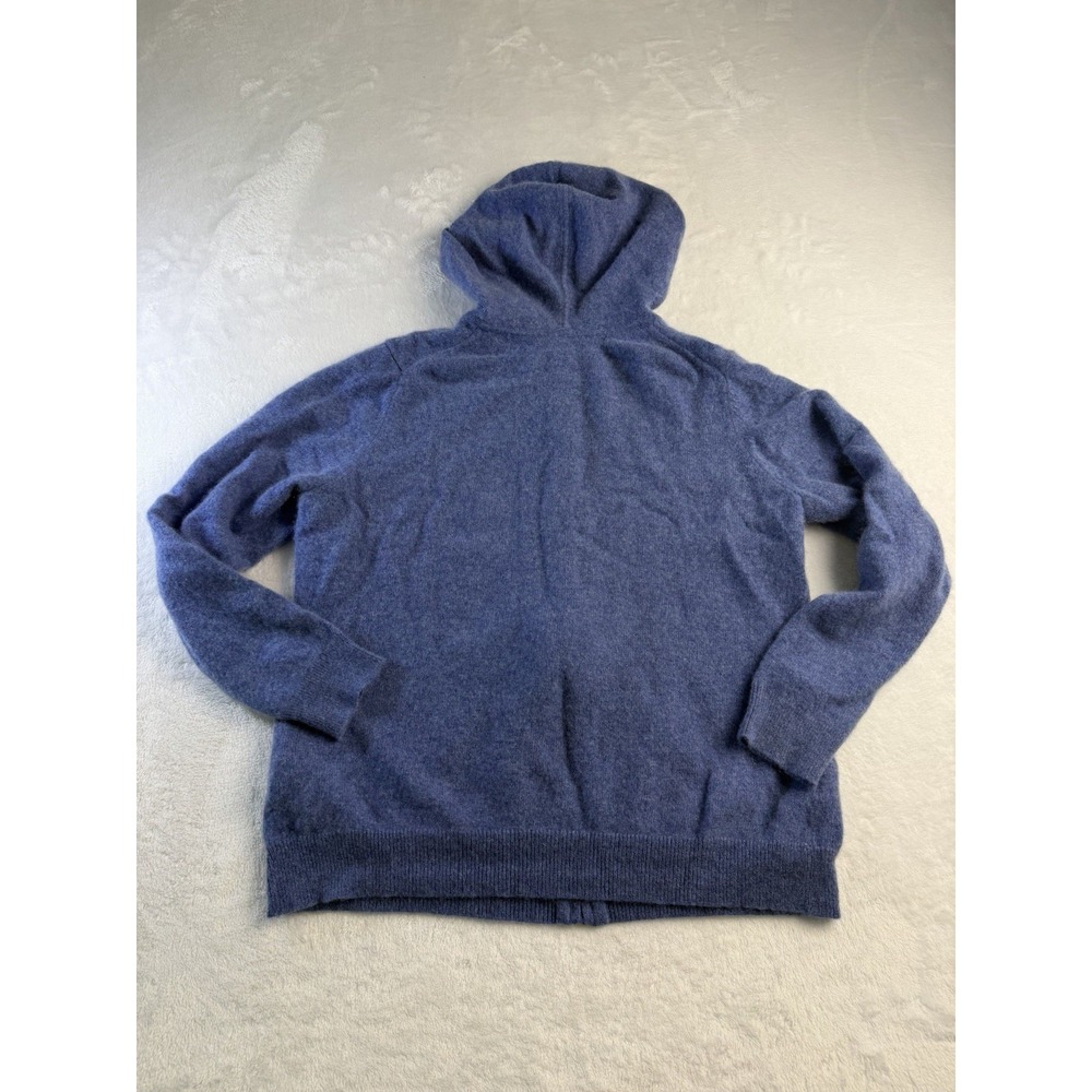 Cashmere Charter Club Luxury Cashmere Full Zip Hooded Hoodie Blue Women L New - Picture 8 of 8